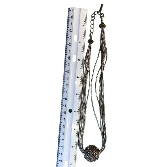 Napier Multi Strand Choker Necklace Sliding Pendant Silver-Tone - Picture 9 of 9